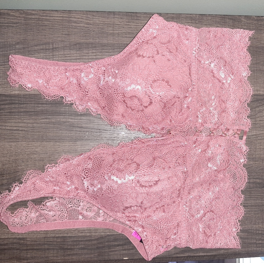 Pink lace bralette